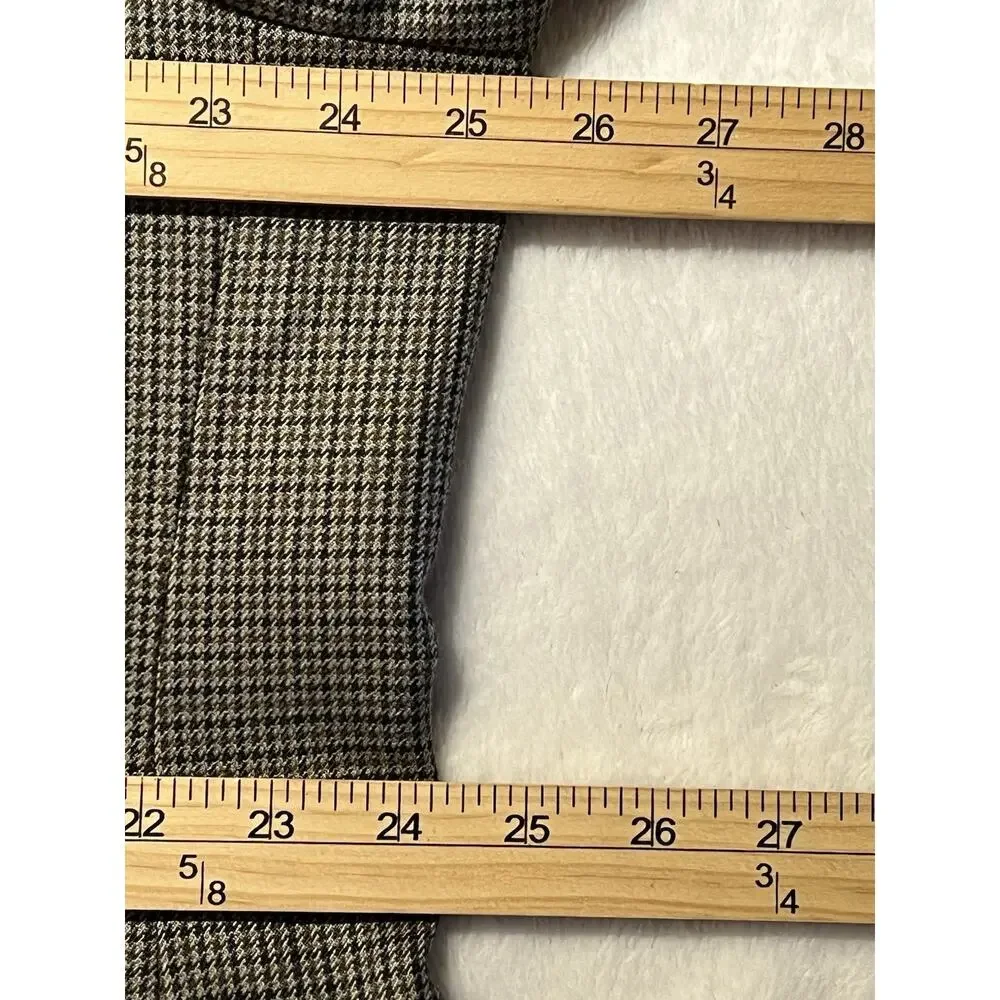 Ralph Lauren LRL 48L Tan Brown Houndstooth Silk Wool Blazer Sport Jacket